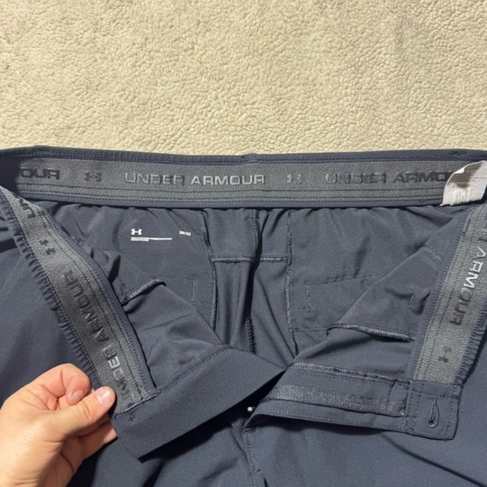 Under Armour Pants Mens 38 Black Slacks Chino Mid Rise Stretch Waist Straight - Picture 5 of 14